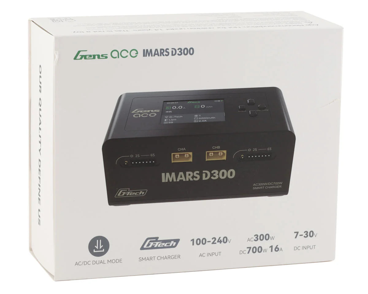 Gens Ace Imars D300 G-Tech Smart Dual AC/DC Charger (6S/16A) (Black) (AC-300W) (DC-350W x2) GEA300WD300-UB