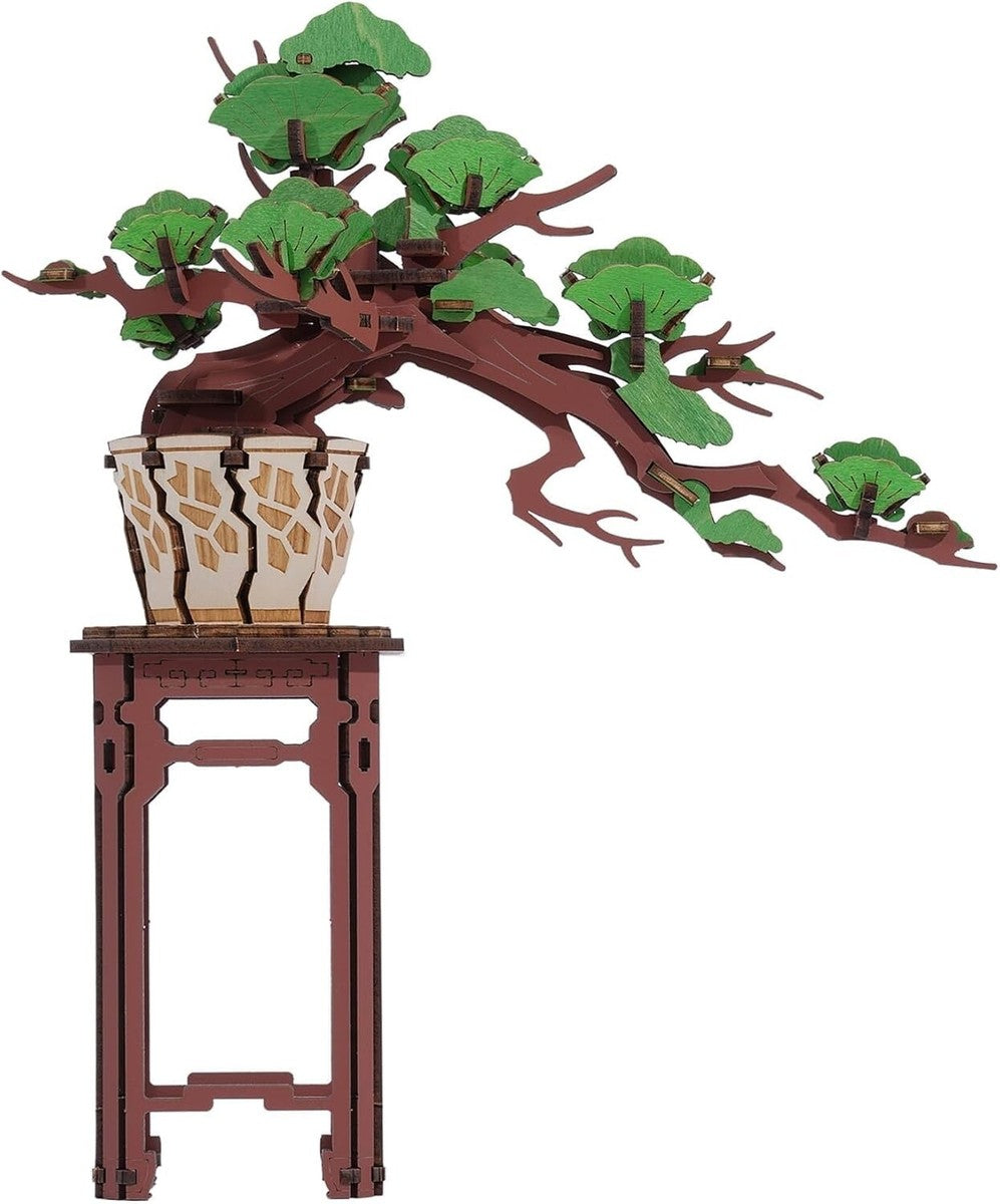 lego bonsai tree 3d model Robotime 115-Pieces 3D Wooden Puzzle DIY Evergreen Pine Bonsai