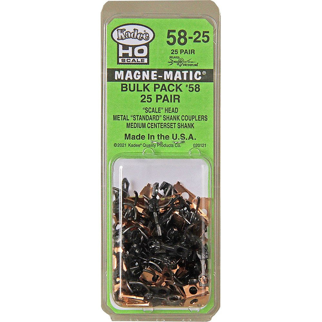 Kadee #58-25 HO Scale Bulk Pack - 25 pair #58 Scale Metal Couplers - Medium (9/32") Centerset Shank KAD5825