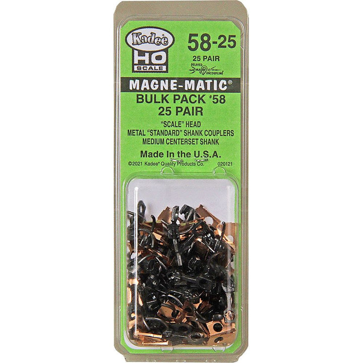 Kadee #58-25 HO Scale Bulk Pack - 25 pair #58 Scale Metal Couplers - Medium (9/32") Centerset Shank KAD5825