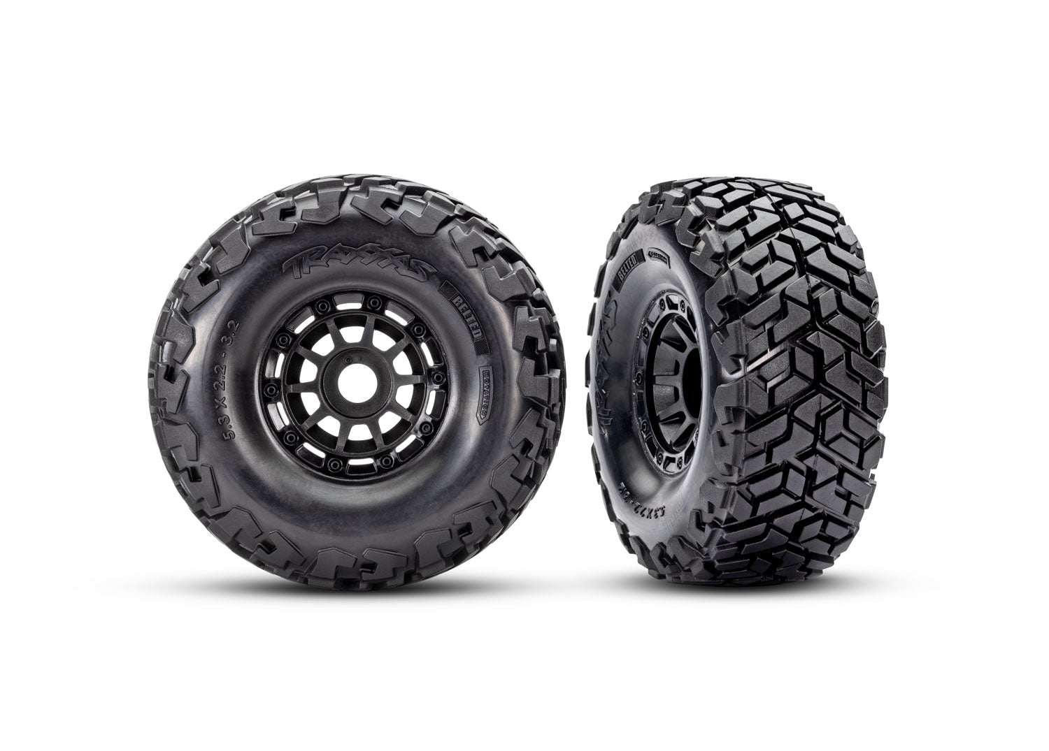 Maxx Slash 6s, T&W BLK WHL MAXX SC TIRES (L&R), Traxxas, #10272