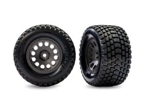 TRAXXAS Gray Front Mini XRT Wheels w/ Gavix Tires (2) 10772-GRAY