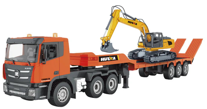 Huina 1/24 9ch RC Platform Trailer &amp; Excavator combo 1319 HUI1319