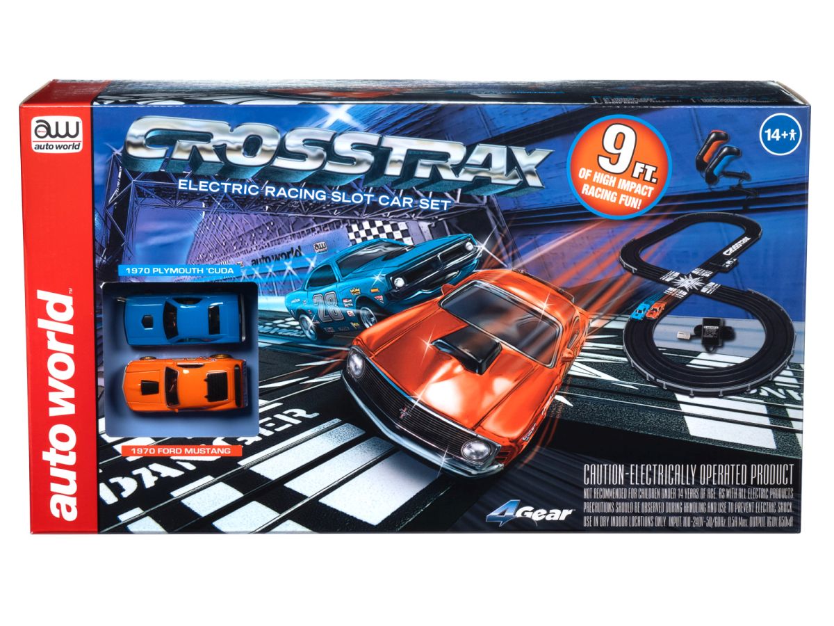 CrossTrax Road Course 9′ Slot Race Set1970 Ford Mustang 1970 Auto World SRS351