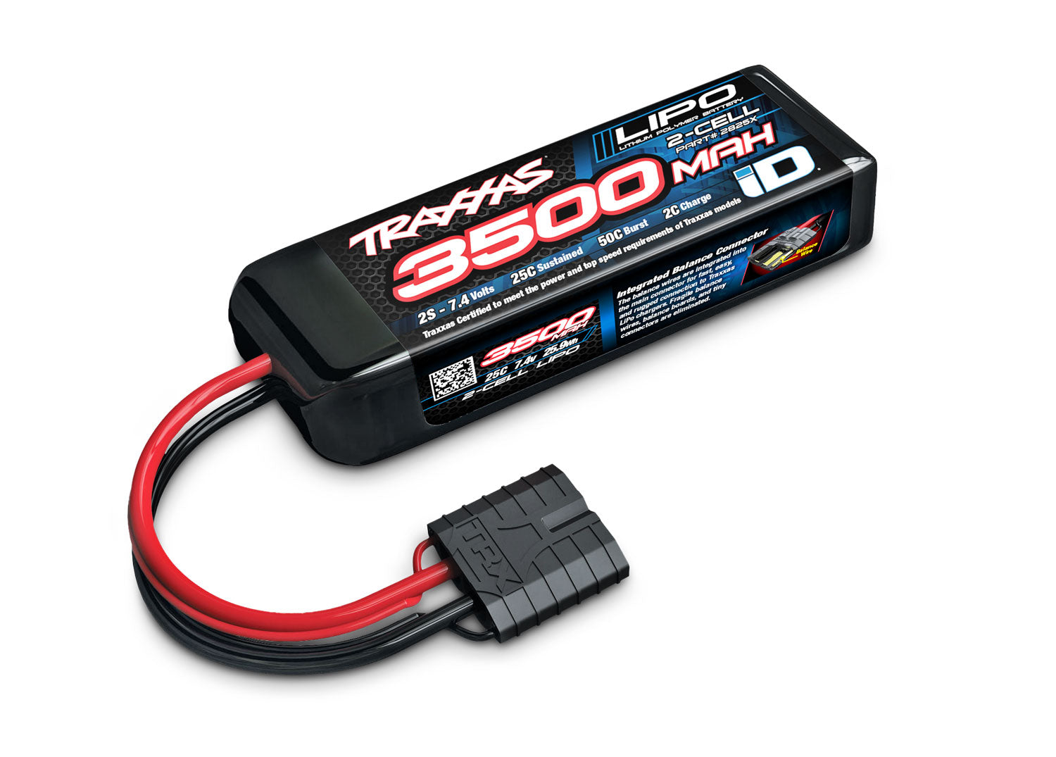 3500mAh 7.4V 2-Cell 25C LiPo Battery, Traxxas, #2825X, Mini Maxx