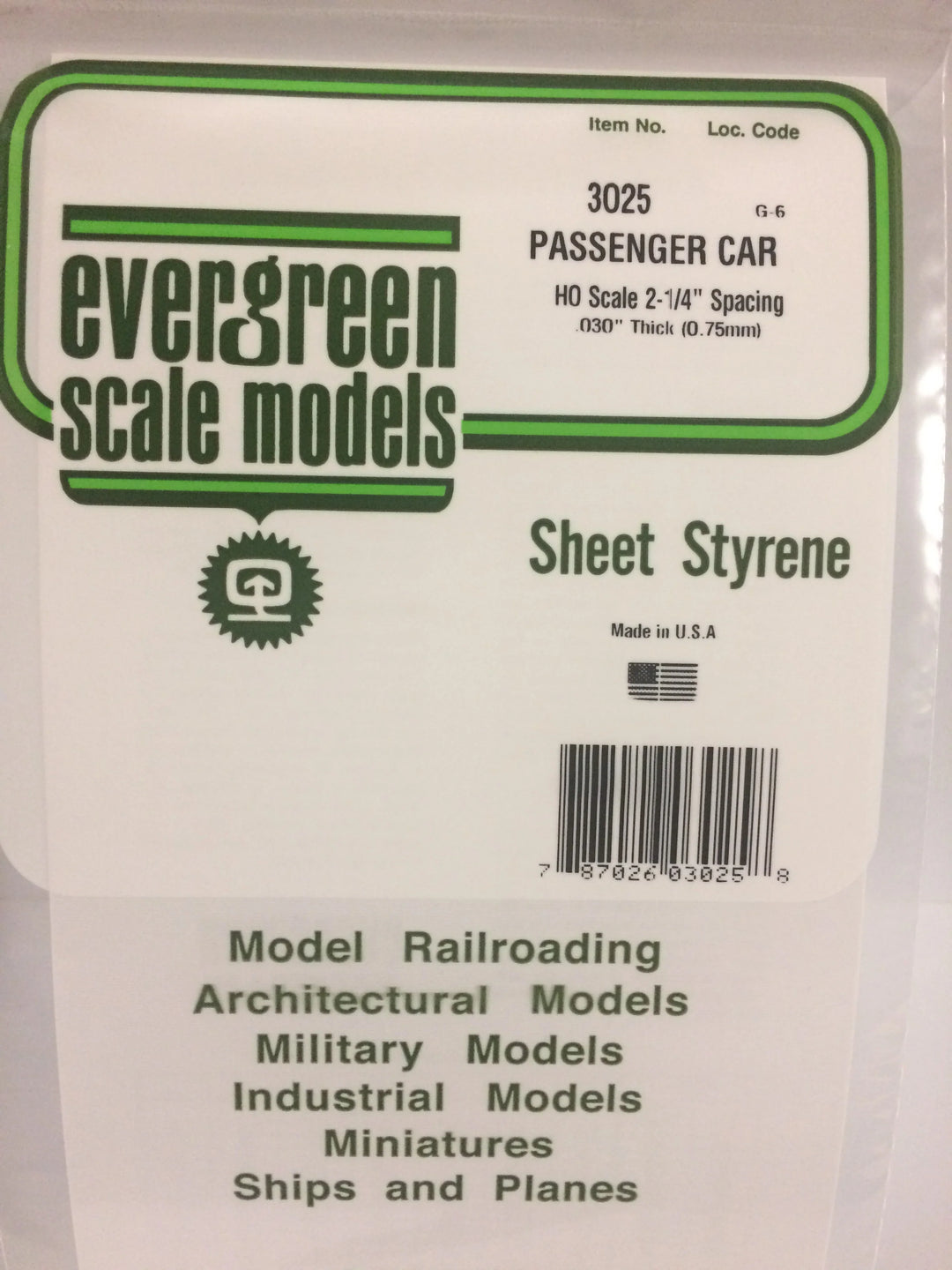 PASSENGER CAR 2-1/4 SPACING
