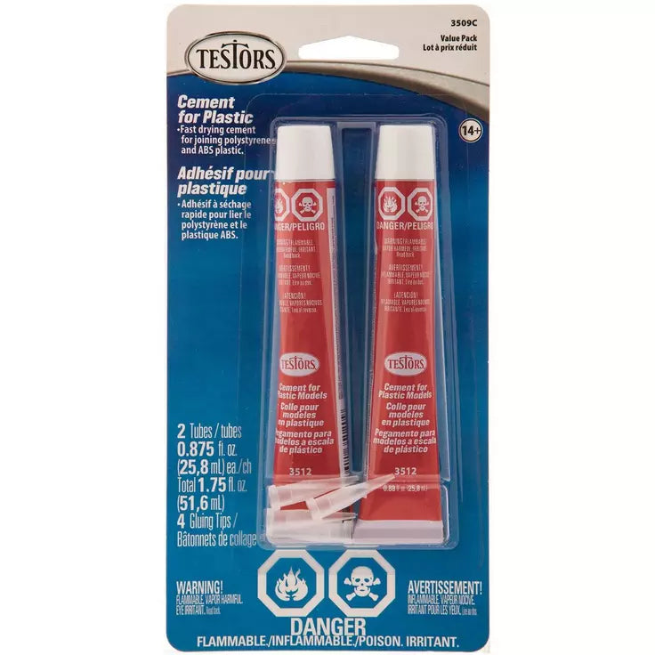 Cement for Plastics 7/8 oz Tube 2 Pack Testors #290278