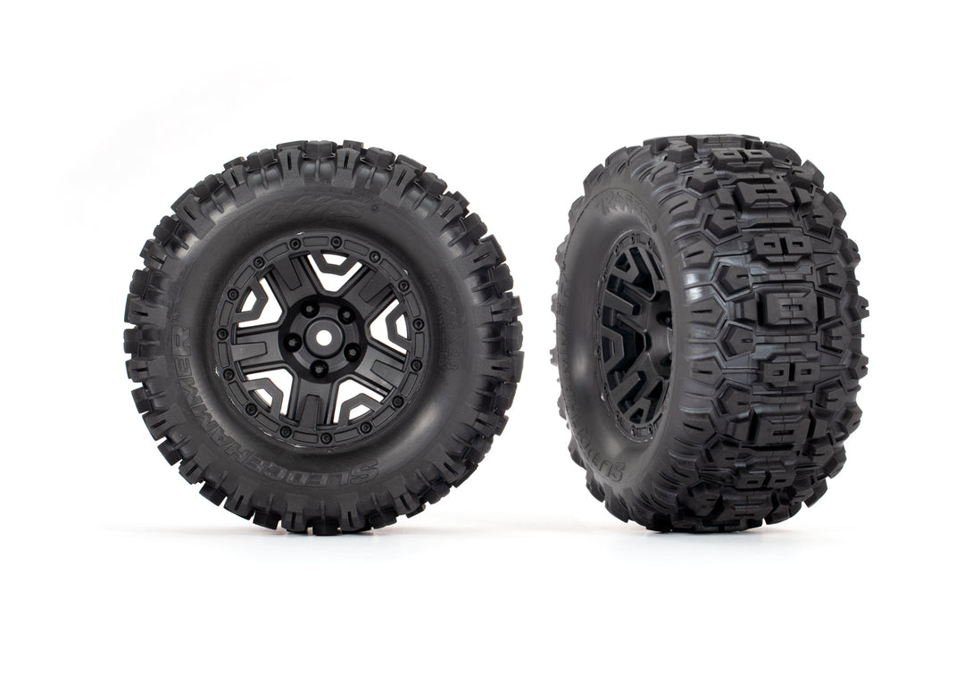 Tires & Wheels (black 2.8" wheels, Sledgehammer® tires,(electric rear) Traxxas #3778