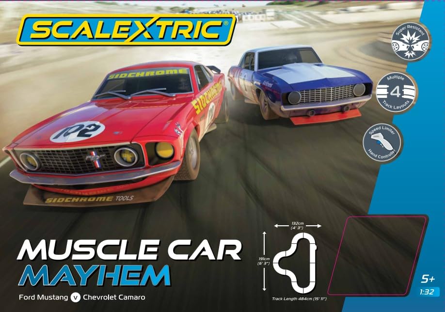 Scalextric Muscle Car Mayhem 1/32 Slot Car Track Set HRNC1449T
