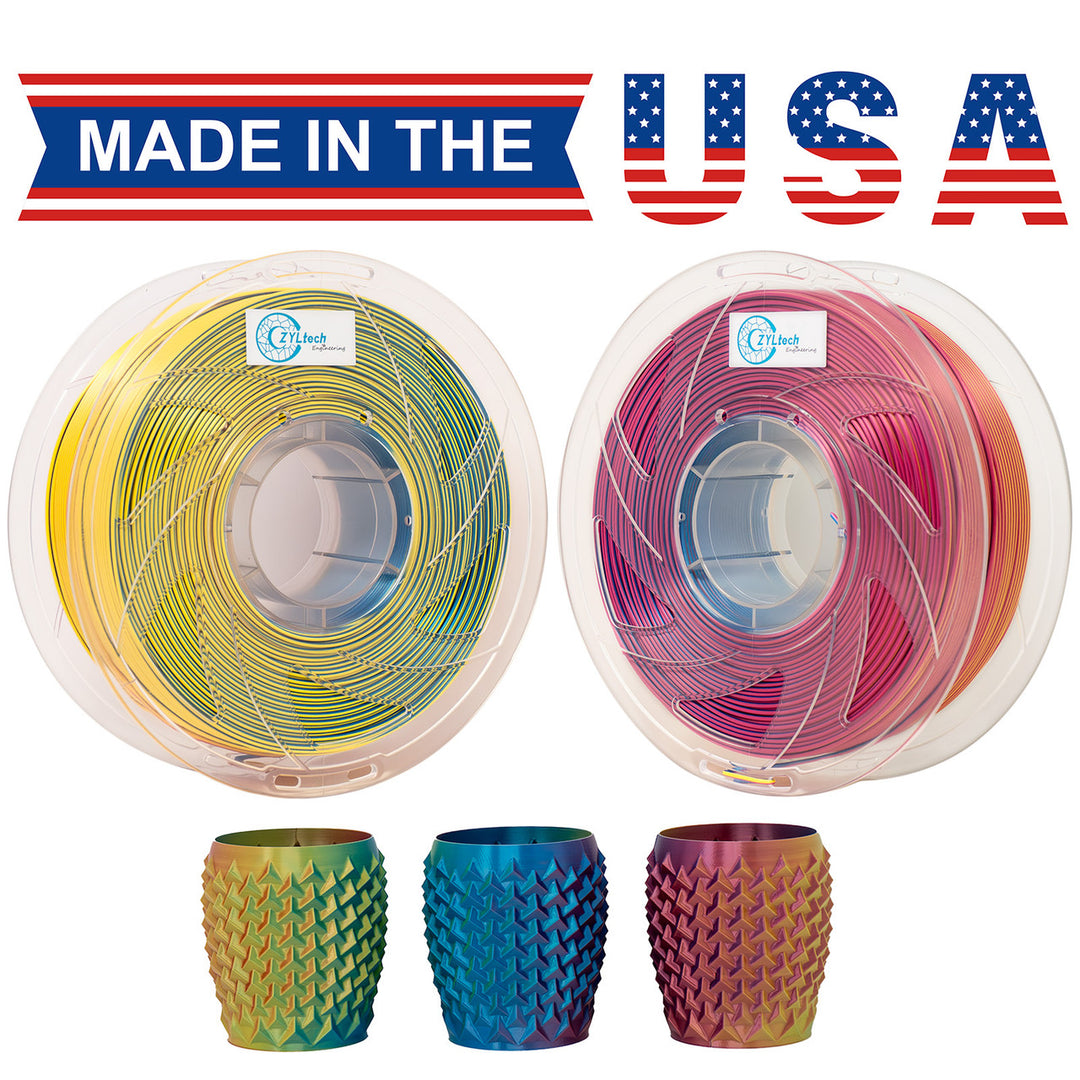 Tri-Color Silk Series 3D Printer Filament 1.75mm 1 kg 2.2 lbs (Tri-color: Electric Dream) ZYLtech Engineering FMT-TRI-ETD

