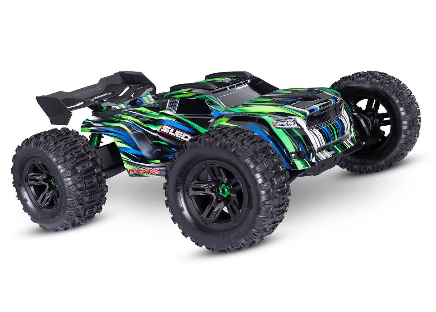 Sledge® 1/8 scale 4WD brushless monster truck with belted tires. Traxxas #95096-4