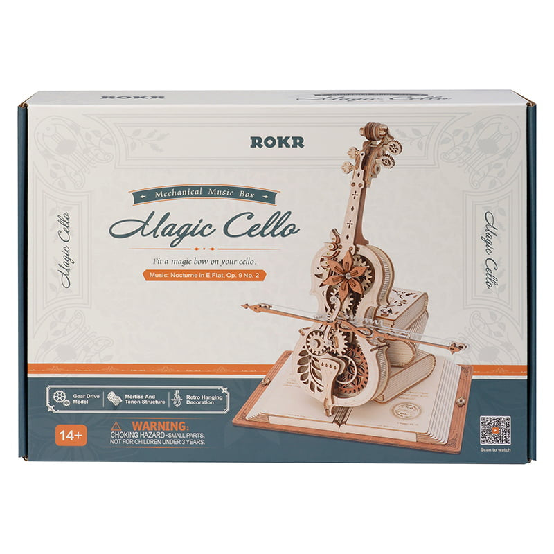 ROKR Magic Cello Mechanical Music Box 3D Wooden Puzzle Robotime AMK63