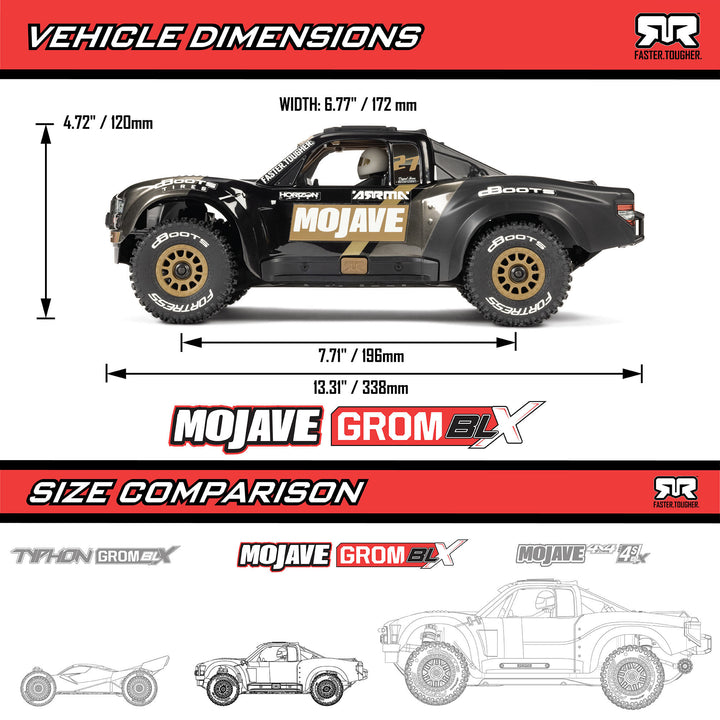 MOJAVE GROM 223S BLX Brushless 4X4 Small Scale Desert Truck RTR, Arrma, ARA2304