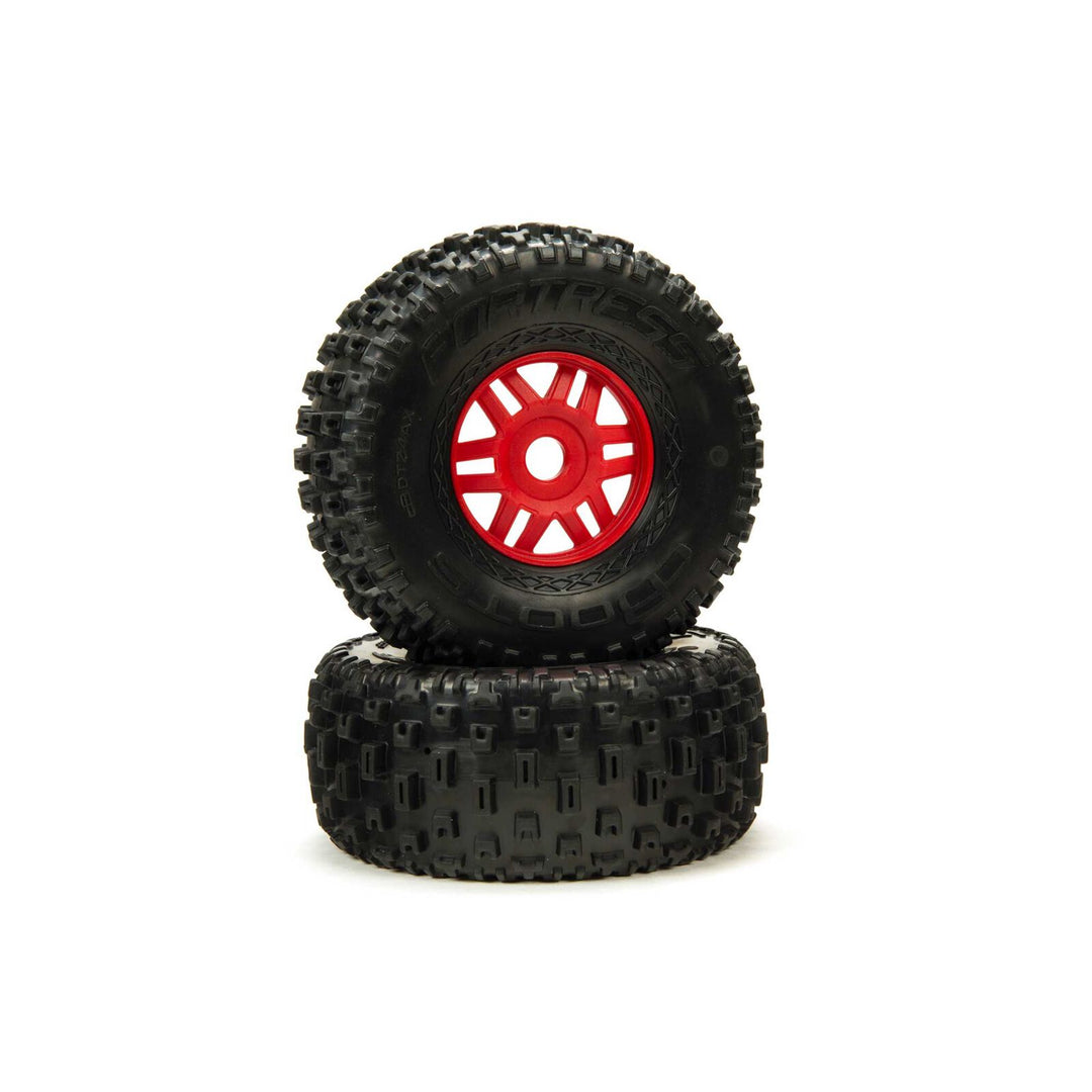 ARRMA 1/7 dBoots Fortress Front/Rear 2.4/3.3 Pre-Mounted Tires, 17mm Hex, Red (2) ARA550065
