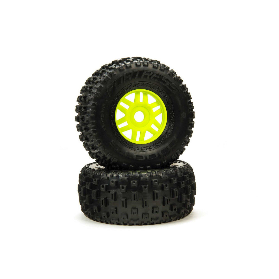 ARRMA 1/7 dBoots Fortress Front/Rear 2.4/3.3 Pre-Mounted Tires, 17mm Hex, Green (2) ARA550068
