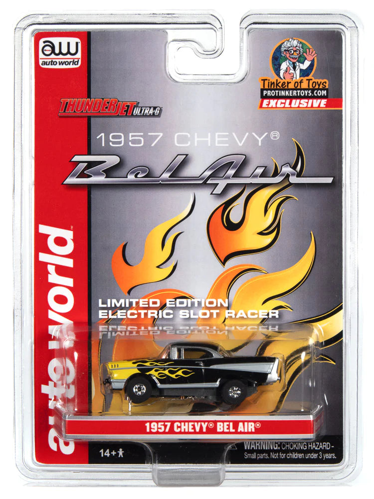 BLACK & YELLOW FLAME 1957 CHEVROLET BEL AIR | CP7818 | AUTO WORLD