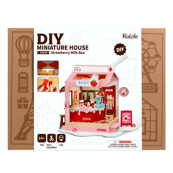 Rolife Food Box Shop, Strawberry Milk Box Robotime DS034