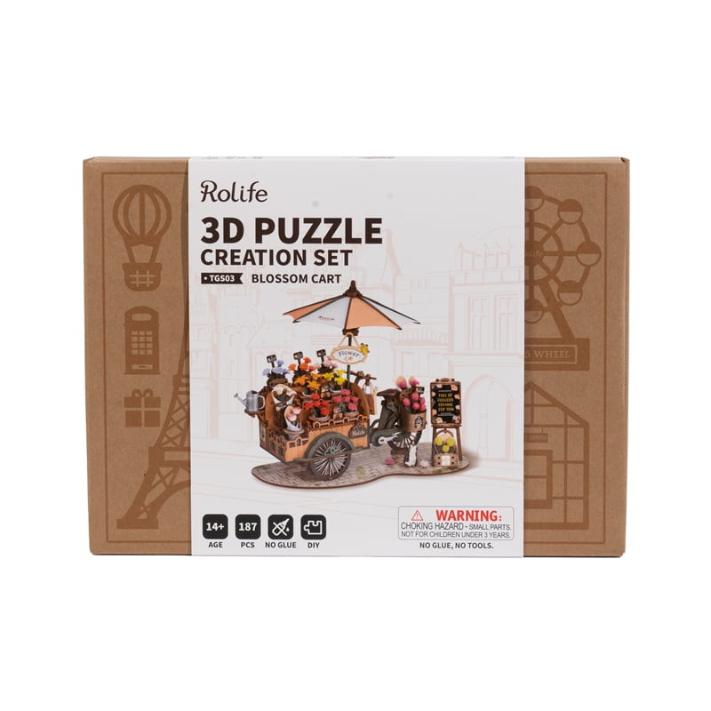 Blossom Cart 3D Wooden Puzzle Robotime TGS03
