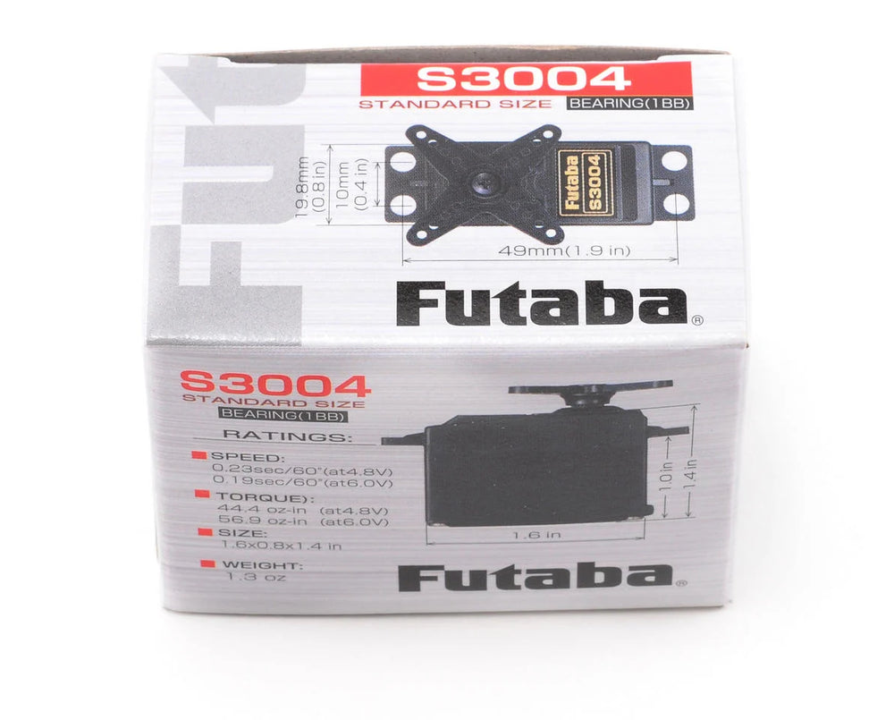 Futaba S3004 Standard Light Weight Ball Bearing Servo .19sec/56.9oz 6V
