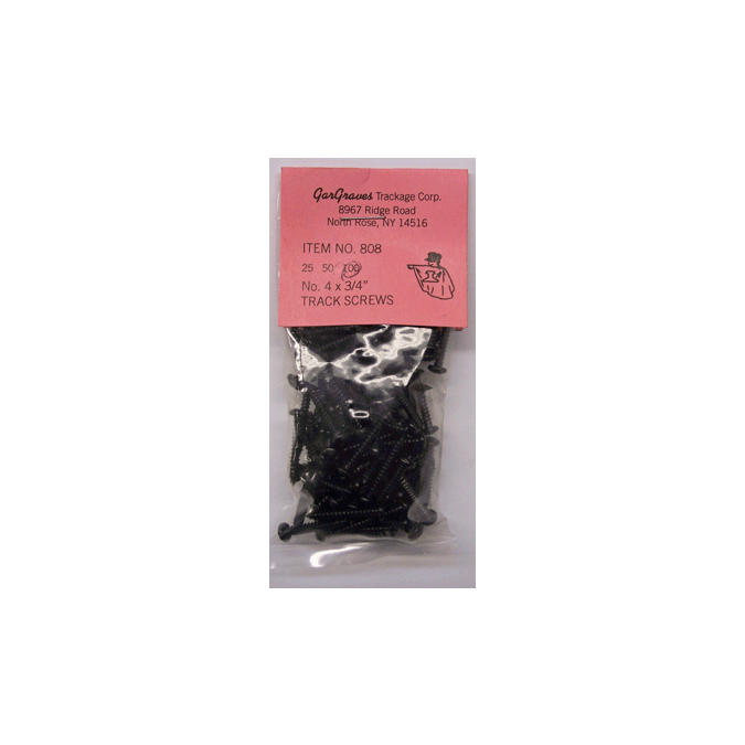 GAR 808-1 Track screws #4x3/4" 100/pkg
