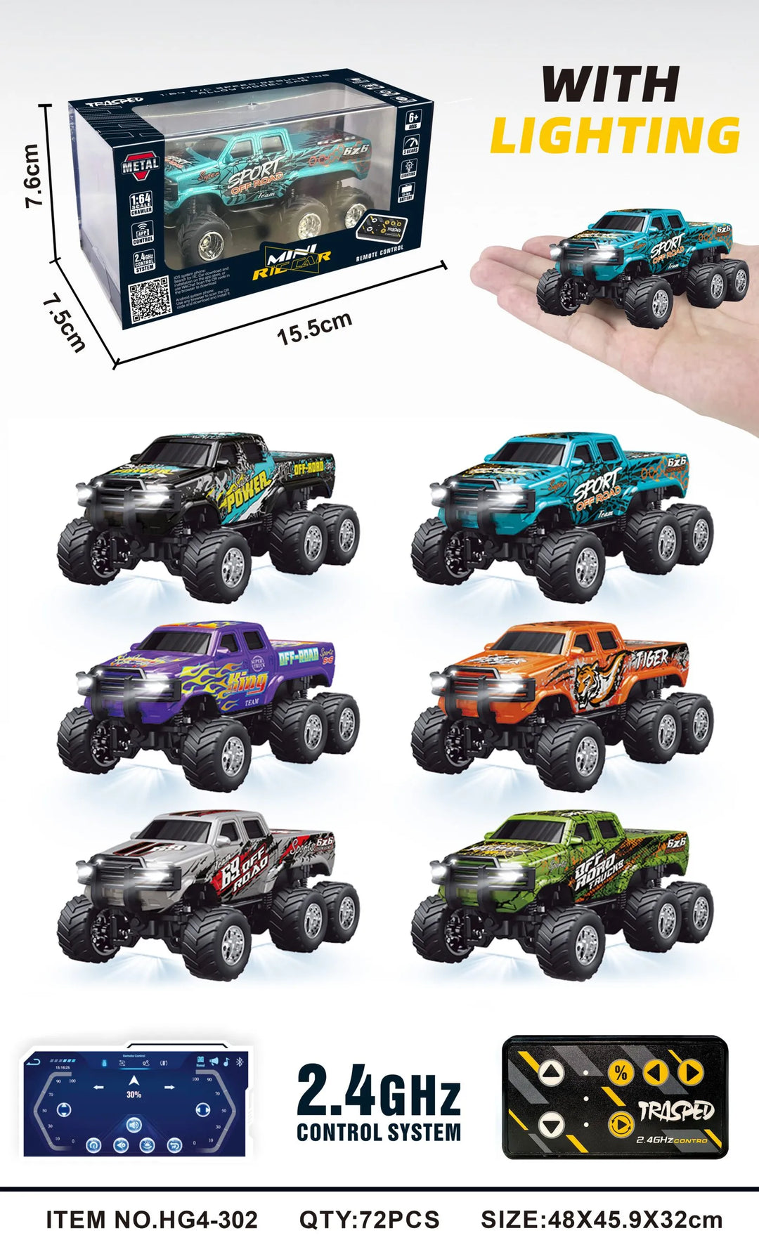 RC PRO 1:64 R/C Six-wheel Chevrolet With APP control HG4-302