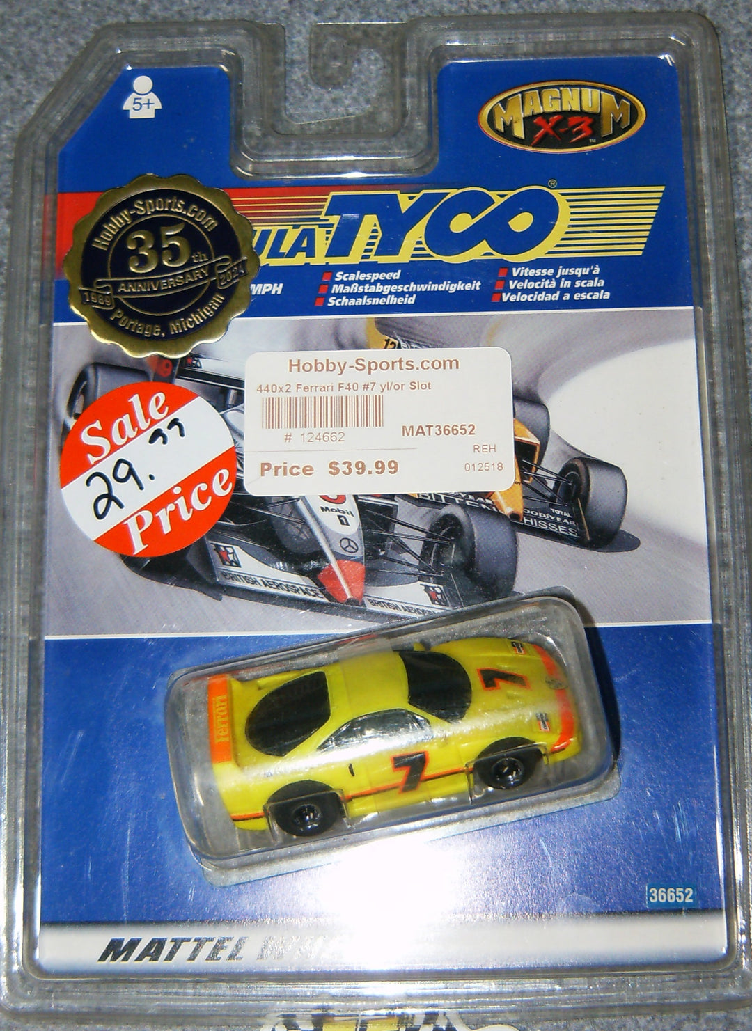 MAT 36652 440x2 Ferrari F40 #7 yl/or Slot