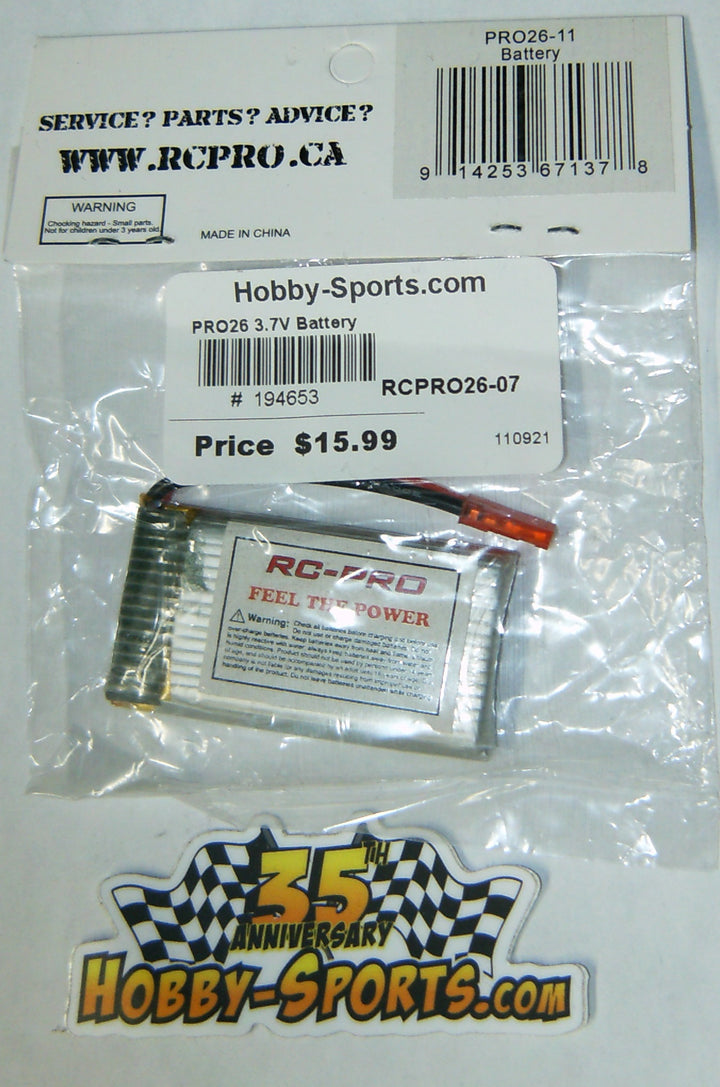 PRO26 3.7V Battery RCPRO RC PRO 26-07