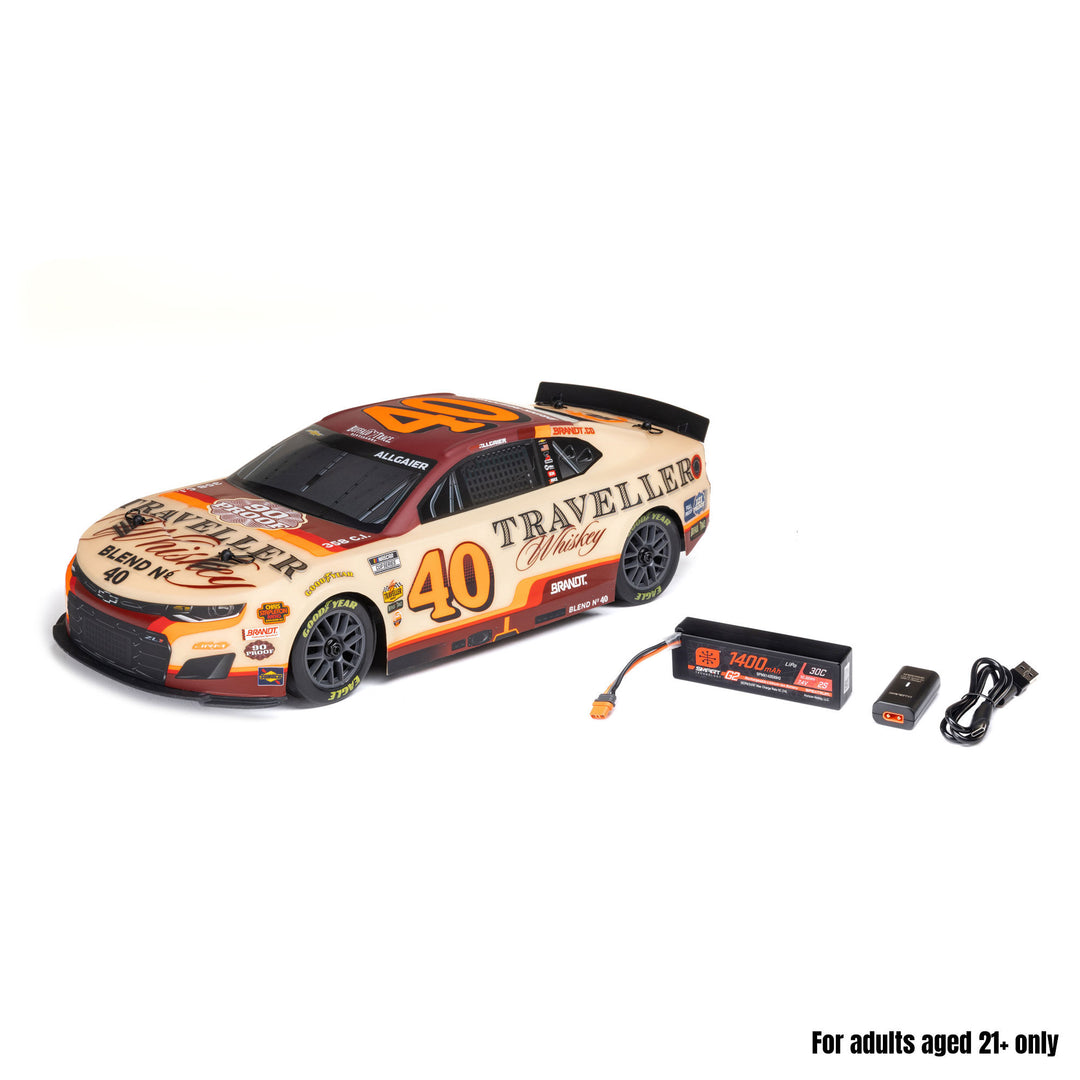 1/12 NASCAR RC Race Car Justin Allgaier No. 40 2026 Traveller Whiskey Chevrolet ZL1 2S AWD RTR
