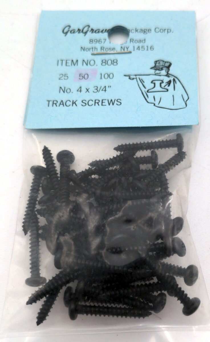 GAR 808-5 Track screw #4x3/4" 50/pkg
