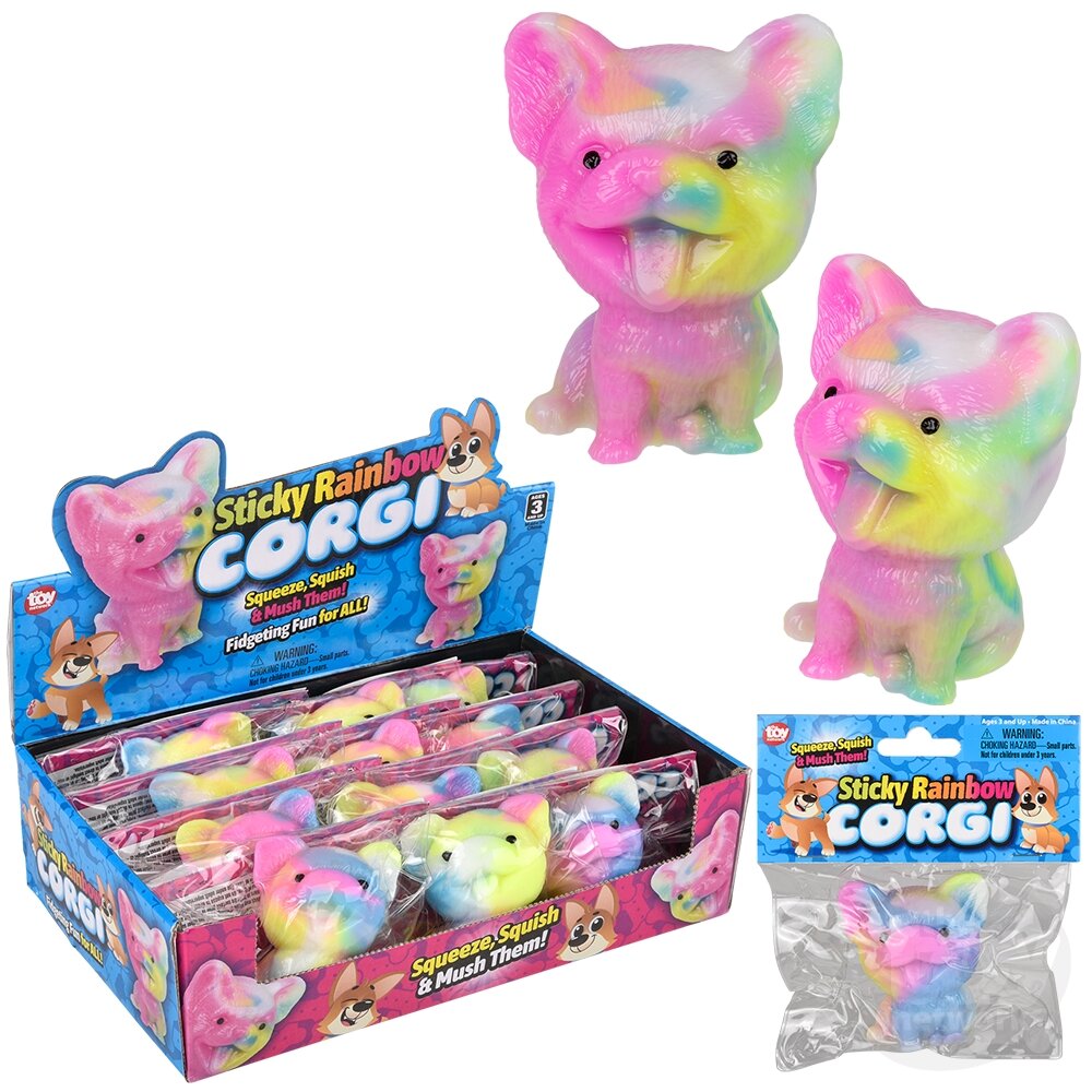 2.75" STICKY RAINBOW CORGI Toy Network TPA-SRBCO
