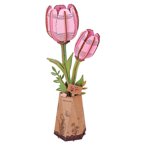 Pink Tulip DIY Wooden Flower Robotime TW082
