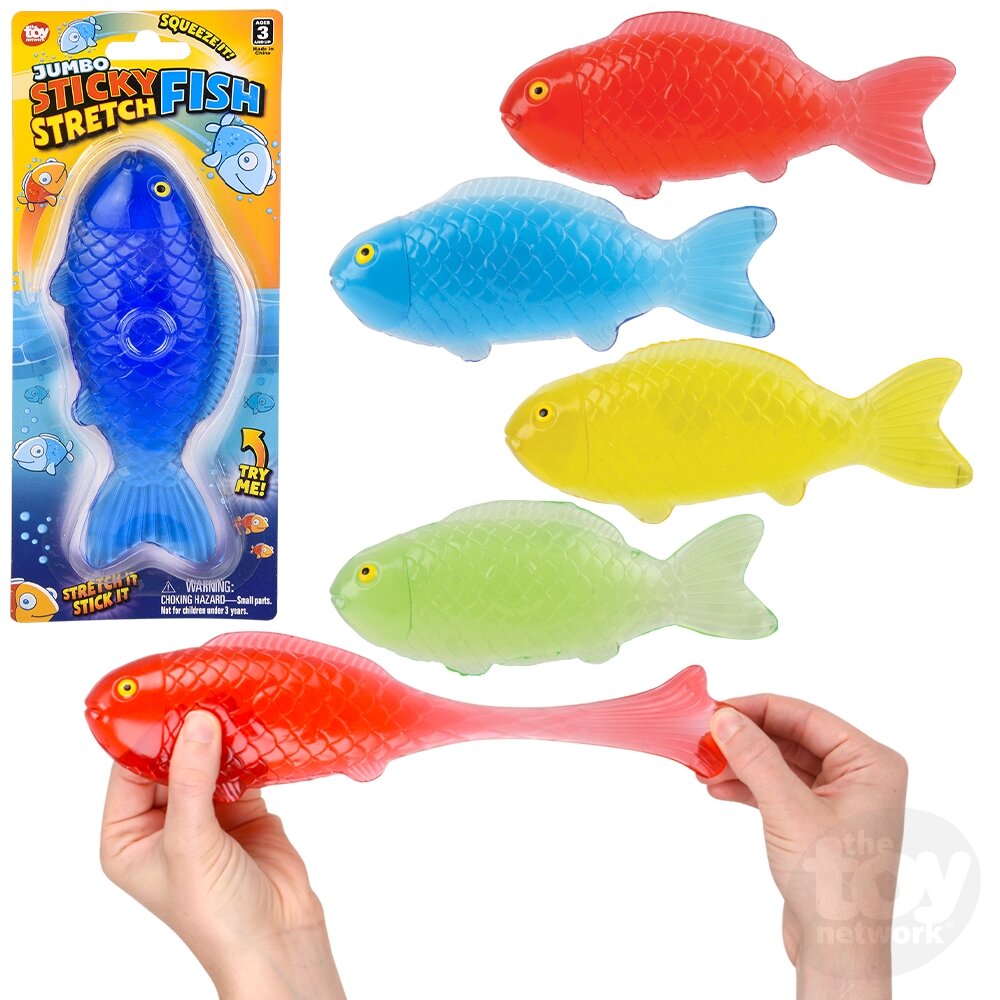 7.5" JUMBO STICKY STRETCH FISH Toy Network TSK-SJFIS
