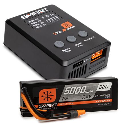 Smart Powerstage Surface Bundle: 5000mAh 2S 50C LiPo Battery (IC3) / 100W S100 Charger Spektrum SPMX-1031
