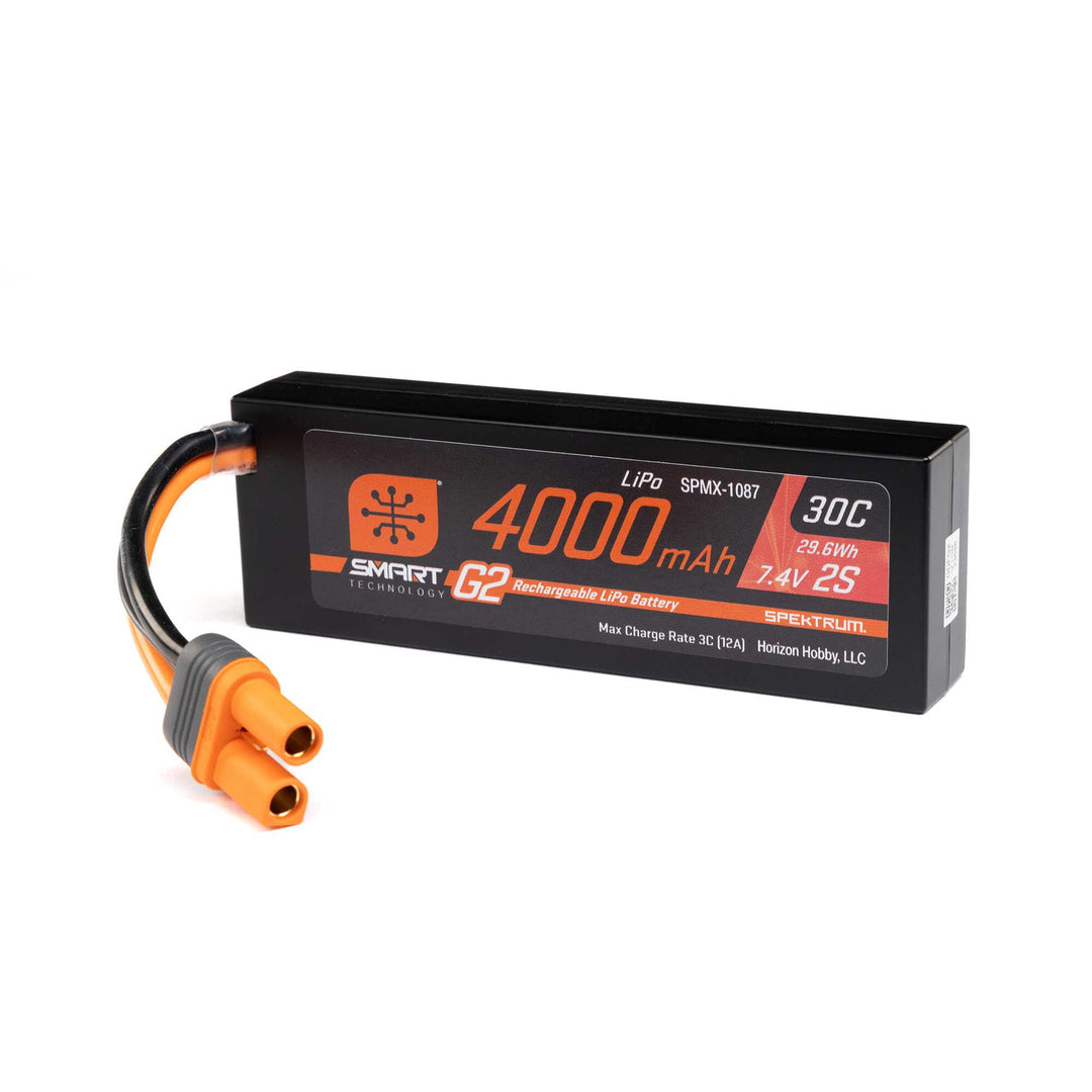 7.4V 4000mAh 2S 30C Smart G2 Hardcase LiPo Battery: IC5 Spektrum, SPMX-1087
