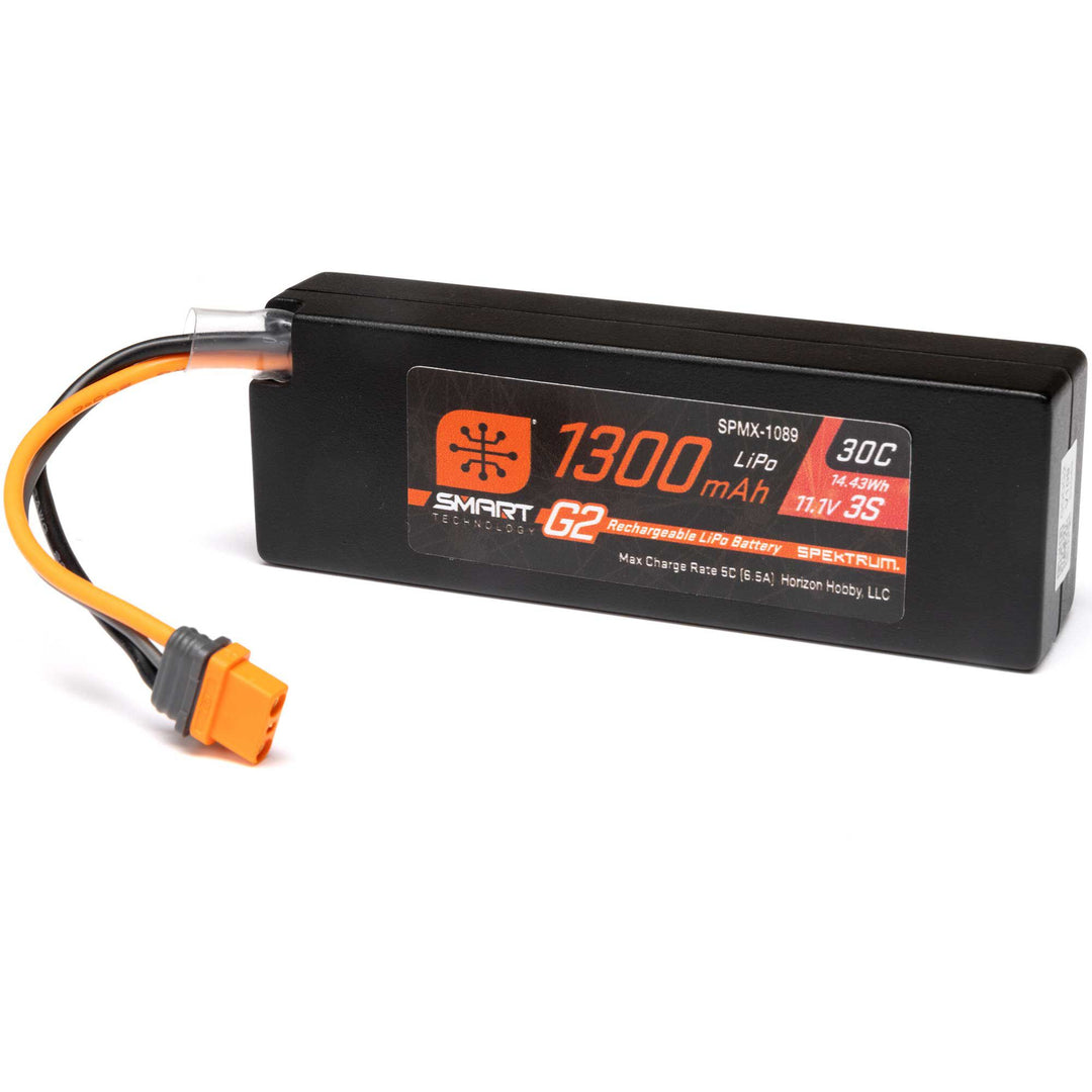 3s 1300mah 11.1V 30C Smart G2 Lipo Battery, Spektrum, SPMX-1089
