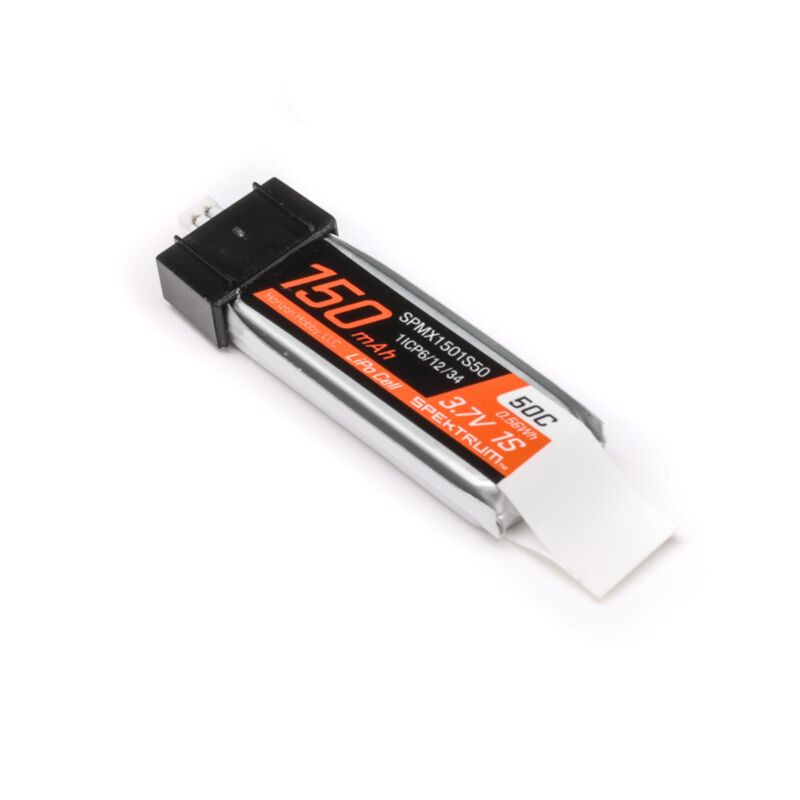 3.7V 150mAh 1S 50C LiPo Battery: JST PH1.25 Connector Spektrum SPMX1501S50
