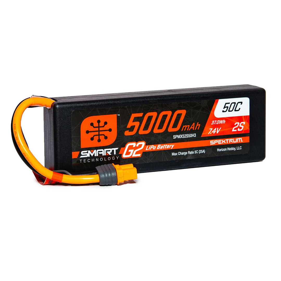 5000mAh 2S 7.4V Smart G2 LiPo 50C Hard Case; IC3 SPMX52S50H3
