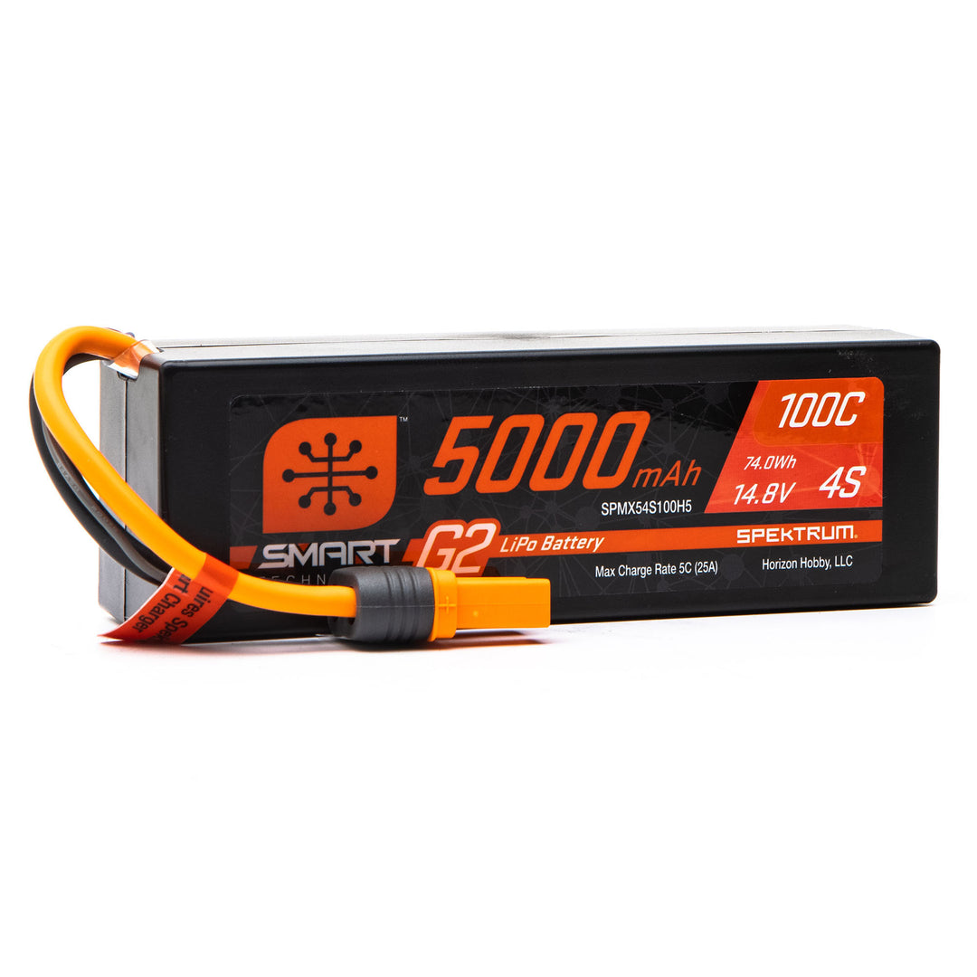 14.8V 5000mAh 4S 100C Smart G2 Hardcase LiPo Battery: IC5 Spektrum SPMX54S100H5
