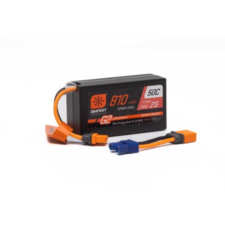 7.4V 810mAh 2S Smart G2 50C LiPo: IC2 Spektrum SPMX812SH2
