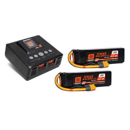 Smart Powerstage 4S Air Bundle: (2) G2 2200mAh 4S 50C LiPo IC3, S250 Charger, Spektrum SPMXPSA500