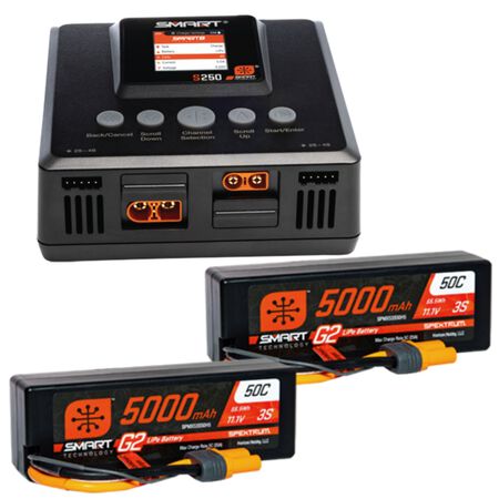 Smart Powerstage 6S Surface Bundle: (2) G2 5000mAh 3S LiPo IC5 &amp; S250 Charger Spektrum SPMXPSS600
