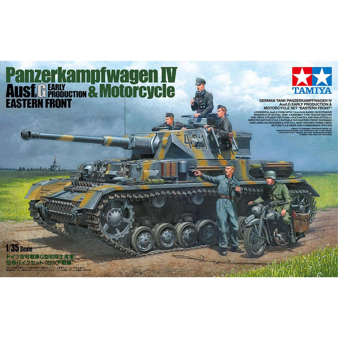 1/35 German Tank Panzerkampfwagen IV Ausf.G Early Production & Motorcycle Set - Eastern Front TAM25209
