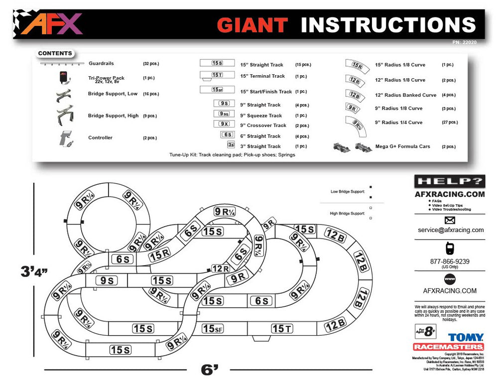 AFX22020 AFX Giant Set without Digital Lap Counter HO
