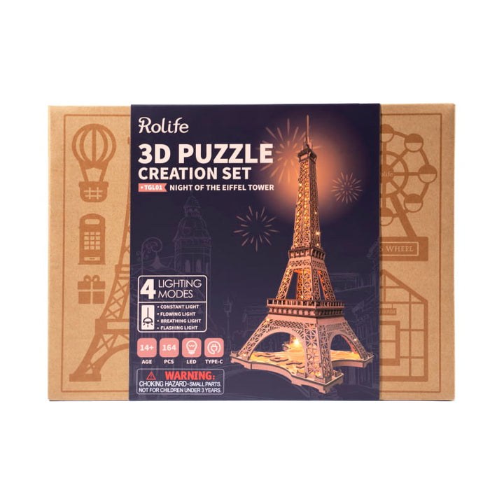Night of the Eiffel Tower 3D Wooden Puzzle Robotime TGL01
