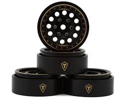 Treal Hobby Type A 1.0" 12-Hole Brass Beadlock Wheels (Black) (4) (40g) TLHTSCX24-140