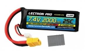 Lectron Pro 7.4V 2000mAh 50C Lipo Battery with XT60 Connector + CSRC adapter for XT60 batteries to popular RC vehicles COM2S2000-50X
