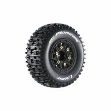 Louise R/C SC-Pioneer 1/10 Short Course Tires, Soft, 12, 14 & 17mm Removable Hex on Black Rim (2) LOULT3148SB
