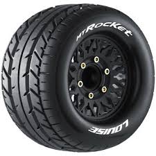 Louise R/C MT-Rocket Soft, 1/10 Monster Truck Tires, 0 & 1/2 " Offset, 12, 14, 17mm Removable Hex LOULT3201SX