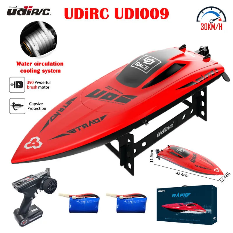 Electric/RC Boats UDiRC UDI009 RC Boat Waterproof High Speed 35Km/H 2.4GHz Capsize Protection Remote Control For Pools And Lake
