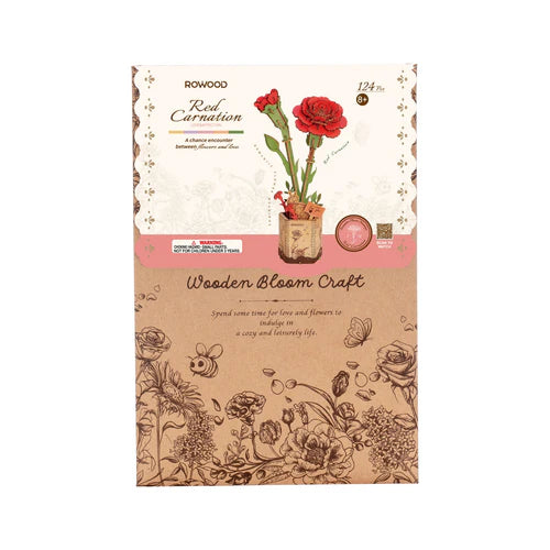 Red Carnation - Wood Bloom Craft Robotime TW052